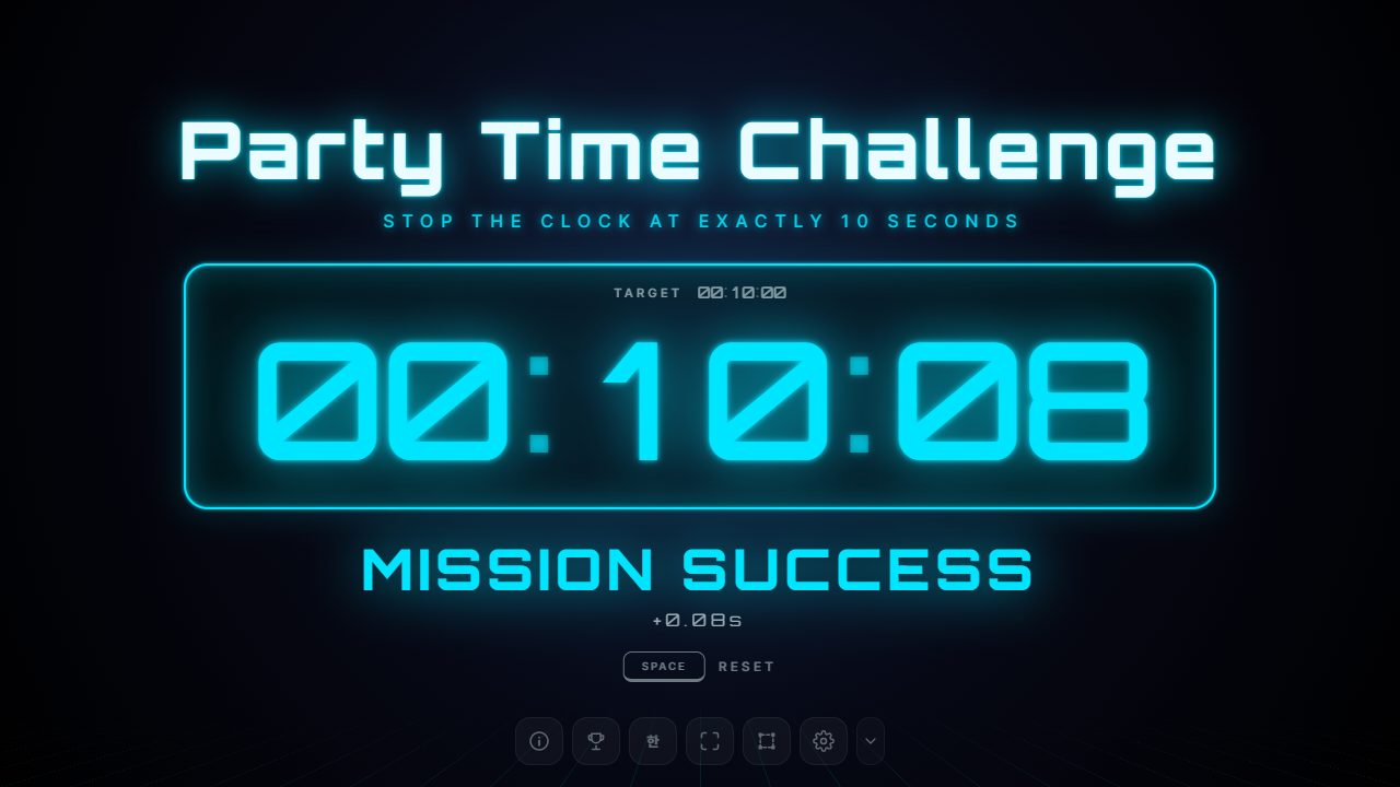 Result screen showing a success at 10.08 seconds